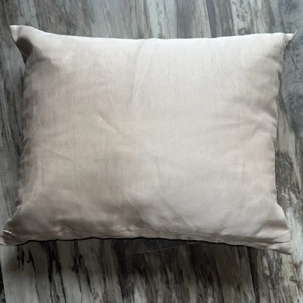 Vintage Elegant Unique Floral Accent Pillow 19X15 sheer cover taupe